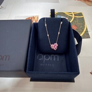 Apm Monaco Pink Sapphire Heart Shape Adjustable Necklace